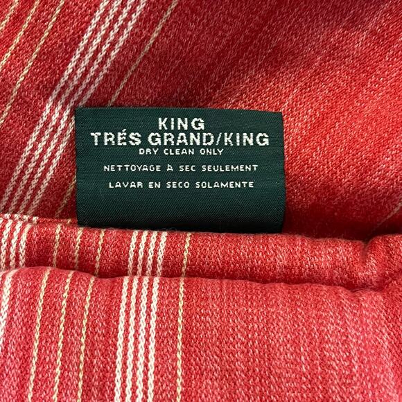 Ralph Lauren San Luca Red Stripe Seychelles Comforter KING Size Burlap Trim - Picture 9 of 12